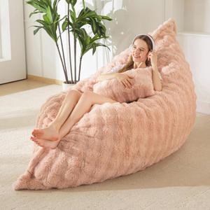 MAXYOYO Giant Bean Bag Chair with Pillow, 3 in 1 Convertible Bean Bag Chair for Adults with Removable Cover, Floor Cushion Stuffed Floor Lounger for Living Room Bedroom, Bubble Blush Pink (Full)