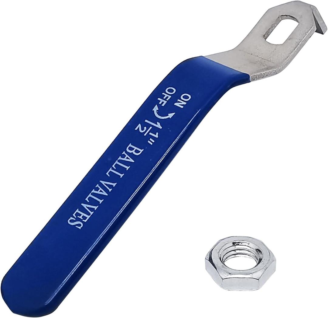 1 Piece Hole Size 9x14mm 201 Stainless Steel Ball Valve Handle with Blue Plastic Handle Grip & Nut for 1-1/2inch Ball Valve (One Claw)