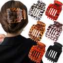 Atoden Flat Square Hair Clips Large Claw Clips for Thick Medium Thin Hair 6Pcs Non Slip Strong Hold Barrettes French Duckbill Accessories for Women Girls Leopard Tortoise Shell
