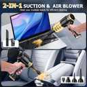 JONYJ Handheld Car Vacuum Cleaner Cordless, 16000PA Hand Held Vacuum Portable, 2 in 1 Air Duster and Mini Vacuum Cleaner Rechargeable with LED, Multi-Nozzles & Washable Filters for Home Office Car Pet