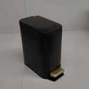 Small Bathroom Trash Can with Lid Soft Close-6L/1.6 Gal Slim Step Garbage Can-Metal Pedal Wastebasket-Narrow Rectangle Garbage Container Bin for Corner Office, Bedroom, Toilet, Live Room-Black