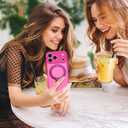 AIGOMARA Phone Case for iPhone 17 Pro 6.3 Inch [Compatible with MagSafe] Hot Pink Magnetic Kickstand Case with Screen Protector Soft TPU + Hard PC Shockproof Phone Cover for Women Men