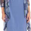 R&M Richards Women's Metallic Floral Print Mesh Jacket & ITY Tank Dress