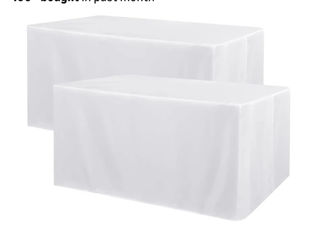 Obstal 2 Pack Table Clothes for Rectangle Tables - Water Resistant Washable Fabric Polyester Rectangle Table Cover Protector for Wedding, Banquet and Trade Shows, 8x5Ft White