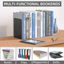 VFINE Bookends 1 Pair, Black Metal Book Ends, Heavy Bookends for Shelves, Book Stopper for Heavy Books, Book Organizer for Home Office School Supplies