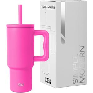 Simple Modern Kids 24 oz Tumbler with Handle and Silicone Straw Lid | Spill Proof and Leak Resistant | Reusable Stainless Steel Bottle | Gift for Kids Boys Girls | Trek Collection | Raspberry Vibes