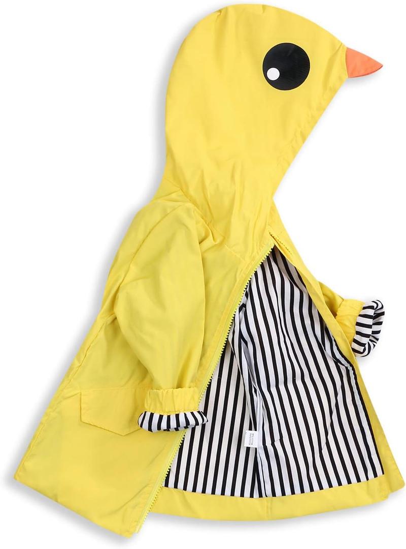 YOUNGER TREE Toddler Baby Boy Girl Duck Raincoat Cute Cartoon Hoodie Zipper Coat Outfit (24 Months, Yellow)