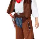 Spooktacular Creations Halloween Cowboy Hat Costume for Boys, Kids Brown Western Costume, Deluxe Boys Cowboy Outfit Set for Toddler Halloween RolePlay Themed Party (Medium, 8-10 yrs) (Brown)