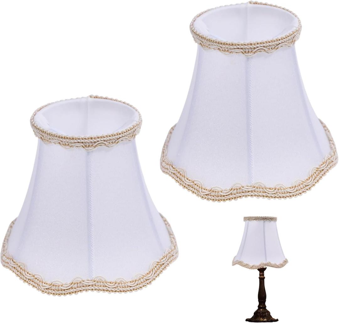 CHGCRAFT 2 Pcs Small Lamp Shade Clip Replacement on Shades Cloth Chandelier Lampshades for Pendant, Table, Wall and Floor Lamps, White, 5.3x4.6 inch