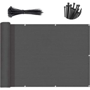 SUNNY GUARD 3'x10' Dark Grey Balcony Privacy Screen Fence, Apartments Railing Screen, Heavy Duty Wind Screen for Outdoor,Deck,Backyard,Patio PrivacyWe Make Custom Sizes
