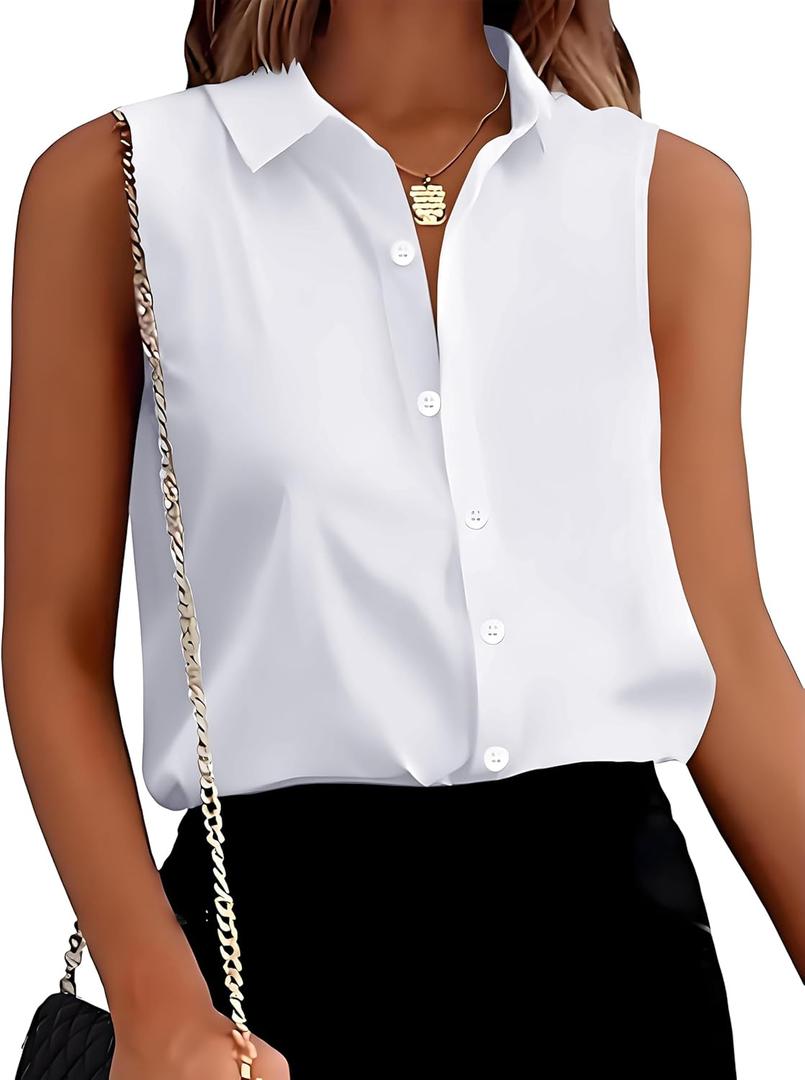 Mawor Womens Silk Satin Sleeveless Button Down Shirts Blouses Solid Casual Loose V Neck Classic Tank Tops for Work Office (Small, White) Mawor Womens Silk Satin Sleeveless Button Down Shirts Blouses Solid Casual Loose V Neck Classic Tank Tops for Work Office (Small, White)