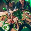 40 Pack St Patricks Day Plates 12 x 10 Inch St Patricks Paper Plates - Green & White Shamrock Large Disposable Dinner Platters for St Patricks Party Decorations