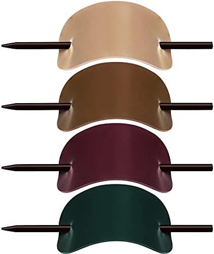 3 Pieces Oval Faux Leather Hair Barrettes with Wooden Sticks, Handmade Slide Barrettes Hair Accessories for Women and Girls