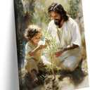 Danseed Jesus With Child Canvas Wall Art Religious Spiritual Wall Decor Pictures Christian Children's Room Posters Prints for Kids Bedroom Baby Room Nursery Girls Boys Room Decoration Ready to Hang