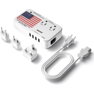 Upgraded 2200W 220V to 110V Converter for European Travel, Voltage Converter US to Europe for Hair Dryer Straightener Curling Iron, 2300W Power Adapter with USB for Laptop Tablet Camera Cell Phone