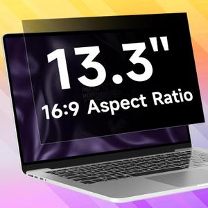 13.3 Inch 1920x1080P (16:9) Laptop Privacy Screen Filter, Anti Blue Light Glare & Anti Scratch Computer Privacy Shield, Not for 13" with 16:10 Aspect Ratio Laptop