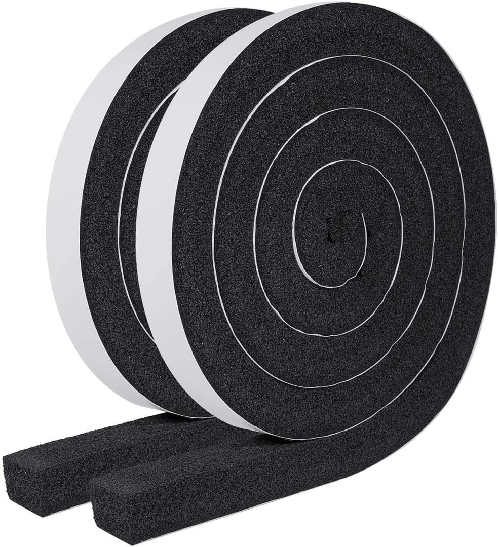 MAGZO Weather Stripping Door Seal 1 Inch W x 1 Inch T, Strong Adhesion and High Resilience Air Conditioner Foam Insulation for Windows, Total Length 13 Feet (6.5ft x 2 Rolls)