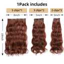 Copper Red Fake Clip in Hair Extensions For Women 18" Long Wavy Synthetic Invisible 5PCS Soft And Easy Installation Thick Curly Ins Hairpieces For Weddings Party Daily Use 6 Oz Auburn