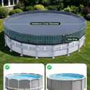 POOLHACKER 550D Heavy-Duty 21 ft Round Pool Cover for Above Ground Pools | 2026 Upgraded Oxford Fabric, Tear-Resistant, UV Protection, Steel Cable & Pulley System, Wind-Resistant Fit, Quick Setup