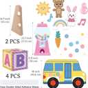 Girls Birthday Party Decorations, 4PCS Rainbow ABC Boxes with Colorful Preppy Birthday Backdrop and Balloon Garland for Baby Shower, Preschool Theme Party
