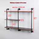 MBQQ Industrial Pipe Shelf with Wood 43.3in,Rustic Wall Mount Shelf 3-Tiers,Metal Hung Bracket Bookshelf,DIY Storage Shelving Floating Shelves,Retro Black