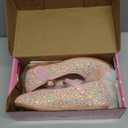 K KomForme Girl's Dress Shoes Mary Jane Glitter 1 in Low Heel Wedding Party Princess Shoes for Toddler/Little/Big Kids Pink Size 33