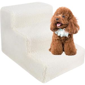YOFIT Doggy Steps - Non-Slip 3 Steps Pet Stairs,Holds Up to 50 lbs (Beige)
