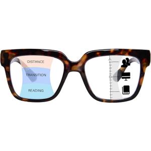 OPTOFENDY Progressive Multifocus Reading Glasses for Women Oversized Blue Light Blocking Oprah Style Computer Readers (Tortoise)