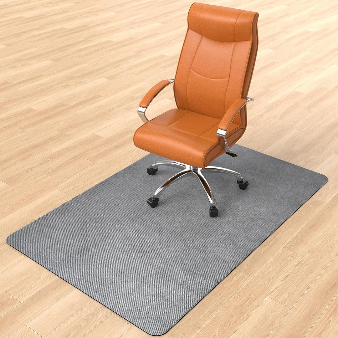 Office Chair Mat for Hardwood Floor, 55"x36" Large Corduroy Gaming Computer Floor Protector for Office Chair, Heavy Duty Anti-Slip Bottom Mat for Under Desk Chairs for Office & Home Use(Light Grey)