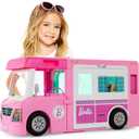 Barbie Camper Playset, 3-in-1 DreamCamper with Pool & 50 Accessories, Transforms into Doll-Sized Truck, Boat & House 