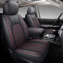 Coverado Toyota Tundra Seat Covers, Leather Seat Covers Compatible with 2007-2021 Toyota Tundra Crew/Crewmax/Extended/Double Cab Automotive Seat Covers for Car Trucks (Front, Red)