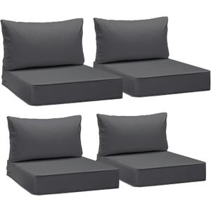 AAAAAcessories Outdoor Deep Seat Cushions, Waterproof, Fade-Resistant Patio Furniture Replacement Cushions, 25.5" x 25.5" x 5" + 25.5" x 13.5", Set of 4, Dark Gray