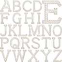 Chuangdi 26 Pcs Pearl Rhinestone Letter Patches Iron on a to Z White Rhinestone Pearl Bling Patch Glitter Sew on Alphabet Applique Bling English Letter for Clothes Fabric DIY(3 Inch,White)