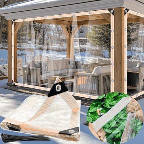 BeGrit Clear Tarp Heavy Duty 6.5x13 FT Clear Waterproof Tarps 12Mil Thick Anti-Tear PVC Vinyl Tarpaulin Enclosure with Grommets for Porch,Patio,Yard,Gazebo