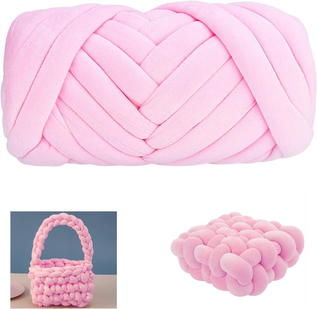 Moon Waves Chunky Yarn for Arm Knitting Crochet Making Blanket Pets House (Pink)