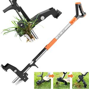 Weed Puller Tool,Detachable Stand Up Weed Puller with Long Handle,3-Claw Steel Head Weeder Tool,No Bending/Kneeling for Lawn, Yard & Garden Tool,Easily Remove Weeds (Orange)