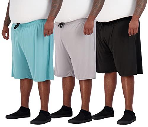 Real Essentials Men's Big & Tall 3-Pack Dry Fit & Mesh Active Athletic Performance Shorts, 5X,