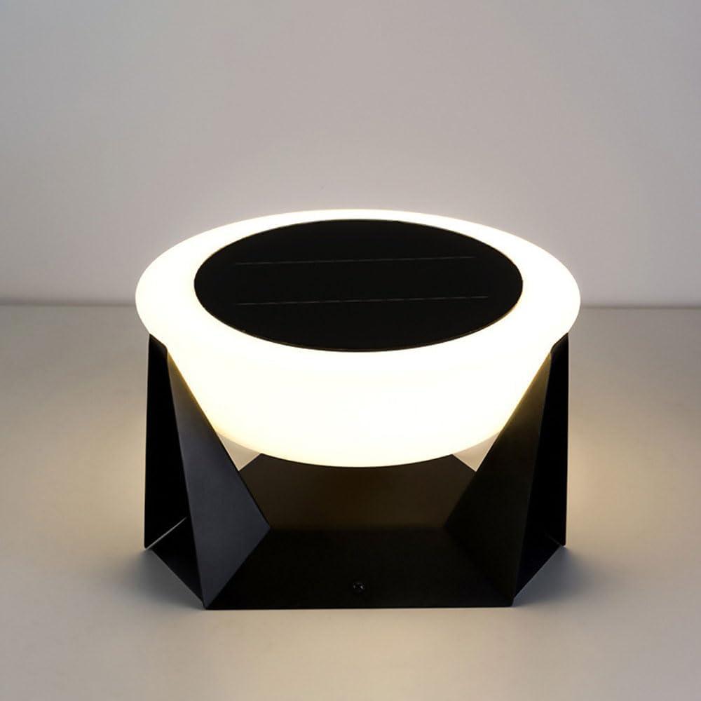 Outdoor Solar Post Pillar Light, Stainless Steel Waterproof Exterior Post Lamp Modern LED Fence Deck Cap Light Lantern Column Lamp for Flat Surface Patio Garden Pathway Decoration (11.02inch)