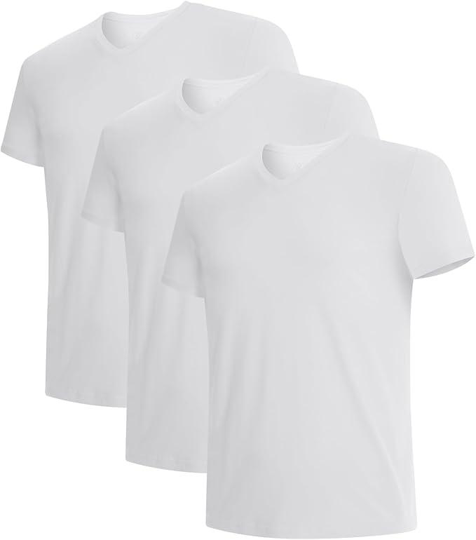 BAMBOO COOL Men's Undershirts V Neck, Moisture Wicking Soft T-Shirt, Stay Tucked Classic Fit, Tag-Free, 3XT