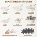 17 Pcs Pots and Pans Set Non stickCookware Sets White Granite Induction Cookware, Non-toxic Healthy Non Stick Kitchen Cooking Set with Frying Pans Set, Saucepans (PFAS, PFOA, PFOS Free) White