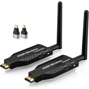 iPazzPort Wireless HDMI Transmitter and Receiver, 165ft Range, Plug and Play, Support 2.4/5GHz 1080P HD Extender Adapter Streaming Audio Video from Laptops, PC, TV Box, Cameras to TVs/Projectors.