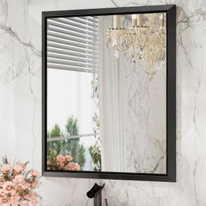 TETOTE Black Vanity Mirror for Bathroom 30 x 36 Inch Rectangular Matte Black Framed Bathroom Mirror for Over Sink Wall Mounted Modern Decorative Mirror for Entryway Living Room, Horizontal/Vertical (36"L x 30"W)