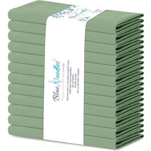 Blue Needles Solid Cloth Napkins Set of 12 Sage Green 100% Cotton Dinner Napkins 18x18 inches - Soft, Reusable, Absorbent & Washable Linen, Ideal for Christmas Events, Parties & Everyday Use