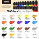 Nicpro 18 Colors Model Paint Set, 20ml Ready to Use Modeling Acrylic Paints, Brush & Airbrush Compatible, Miniature Paint Set for Beginners & Artists on Models, Figures, Crafts, Canvas, with 1 Thinner