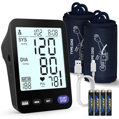 Blood Pressure Machine for Home Use, 9"-17" & 13"-21", 2 Size Cuffs Included, Medium/Large & Extra Large XL BP Cuff, Accurate Automatic Digital Upper Arm BP Monitor, 5" Display, 3-User Mode, A01-BL