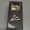 N9R 60PCS Gold Plastic Silverware - Gold Plastic Cutlery Set Disposable Flatware Dinnerware -30 Forks, 15 Spoons, 15 Knives for Party, Thanksgiving, Christmas