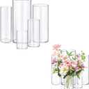 5pcs Glass Vase Cylinder Vases for Centerpieces Small Flower Glass Vases Home Decor Centerpiece Table Clear Flower Vase Decorations for WeddingHoliday 4,6,7.5,8,10 Inch Tall