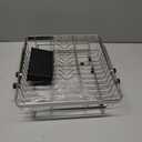 MAJALiS Dish Drying Rack Over The Sink, Expandable Stainless Steel Dish Drainer for Small Kitchen Counter Space Saving, RV Compact Plate Strainer In Silver Metal with Hanging Adjustable Utensil Holder