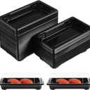 YARNOW 100 Pack Sushi Containers with Lids, 5.3 Inch Black Disposable Sushi Trays for Takeout, Rectangular Food Packaging Box for Sashimi, Mochi, Pastry and Cake