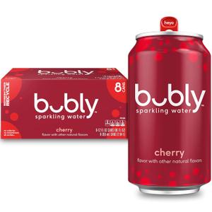 bubly Sparkling Water, Cherry, Zero Sugar & Zero Calories, Seltzer Water, 12 Fl Oz Cans (Pack of 8) (BB: December 29, 2025)